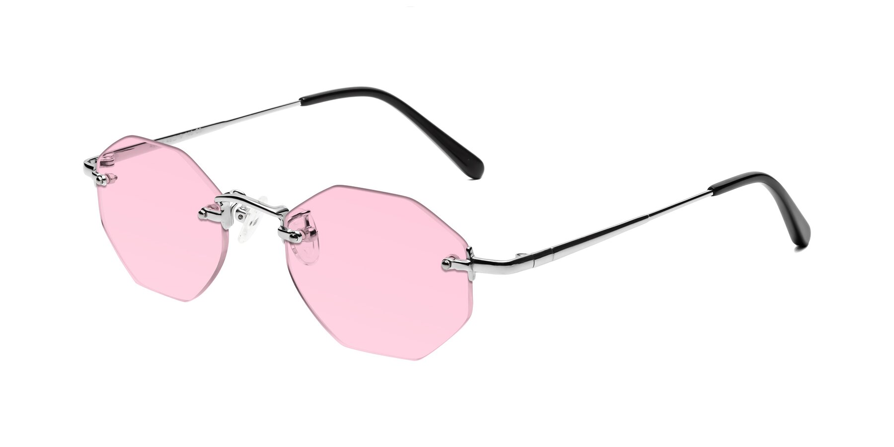 Angle of Ayele in Silver with Light Pink Tinted Lenses