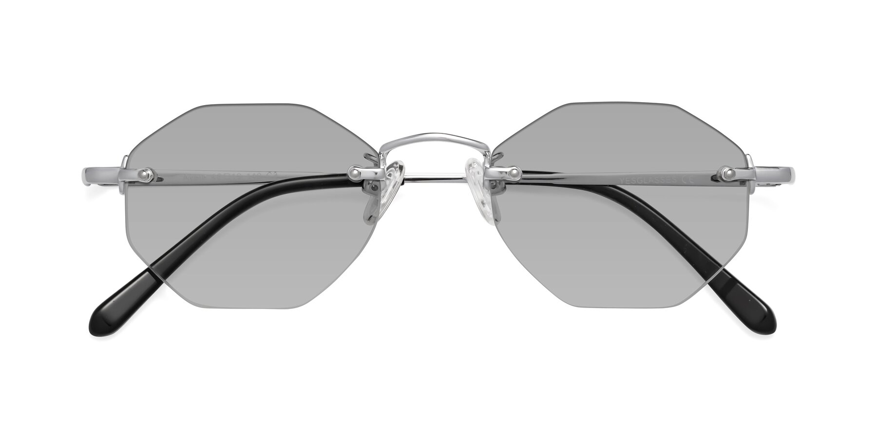 Folded Front of Ayele in Silver with Light Gray Tinted Lenses