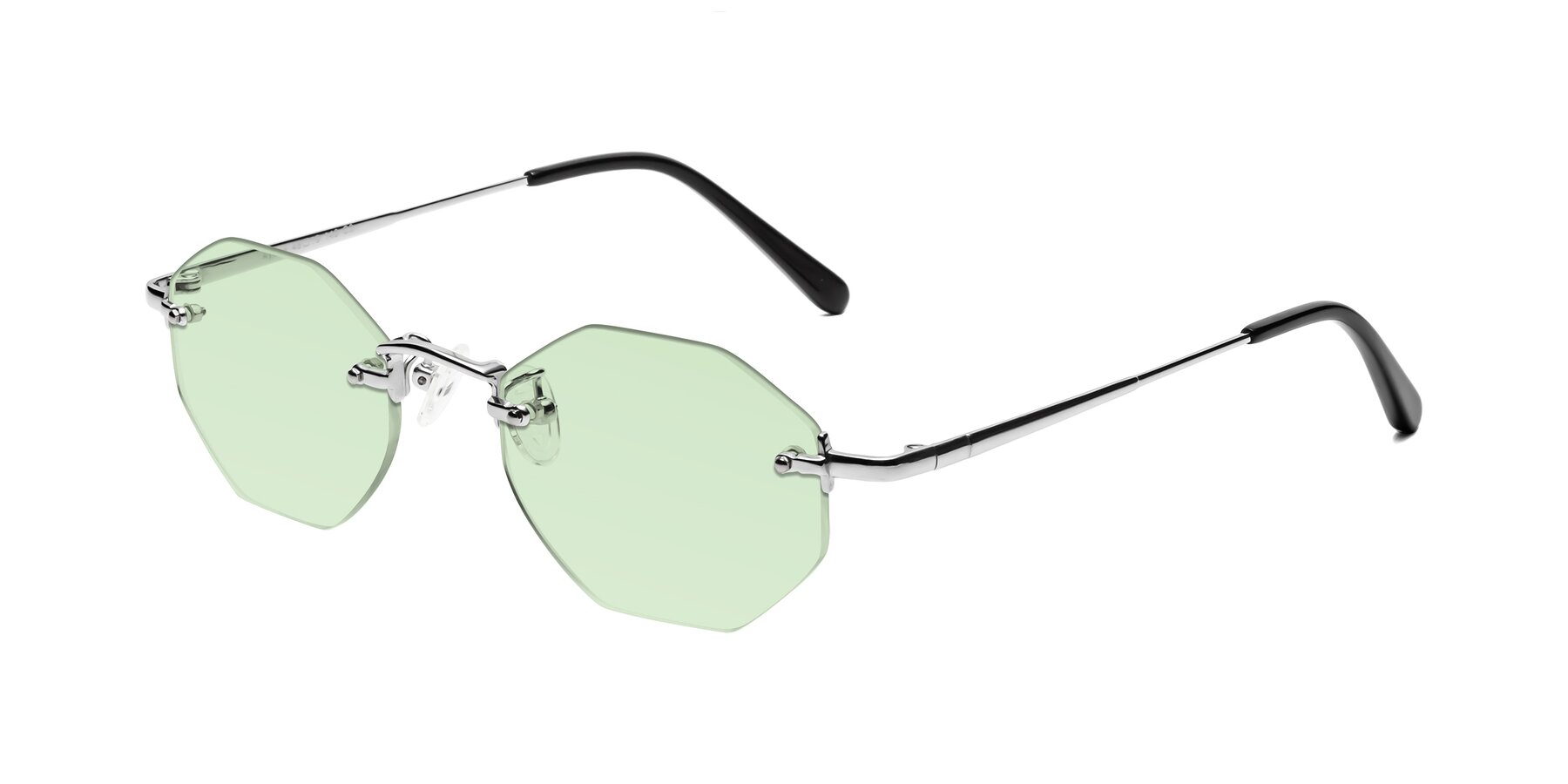 Angle of Ayele in Silver with Light Green Tinted Lenses