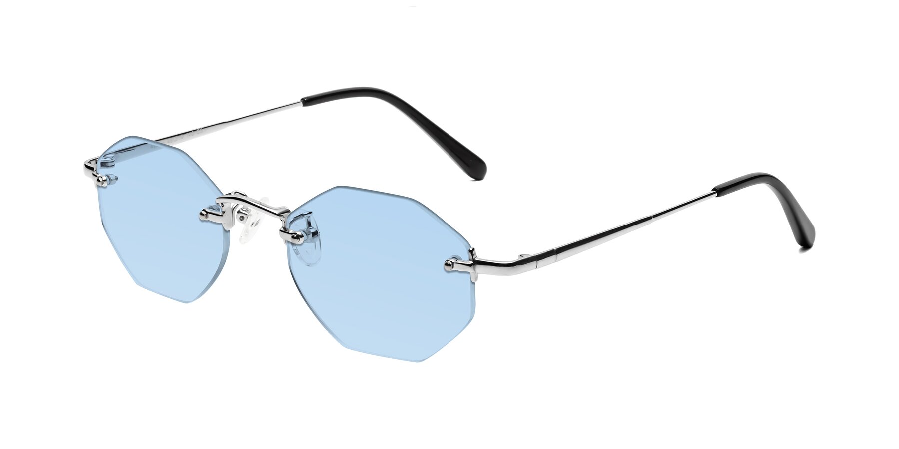 Angle of Ayele in Silver with Light Blue Tinted Lenses