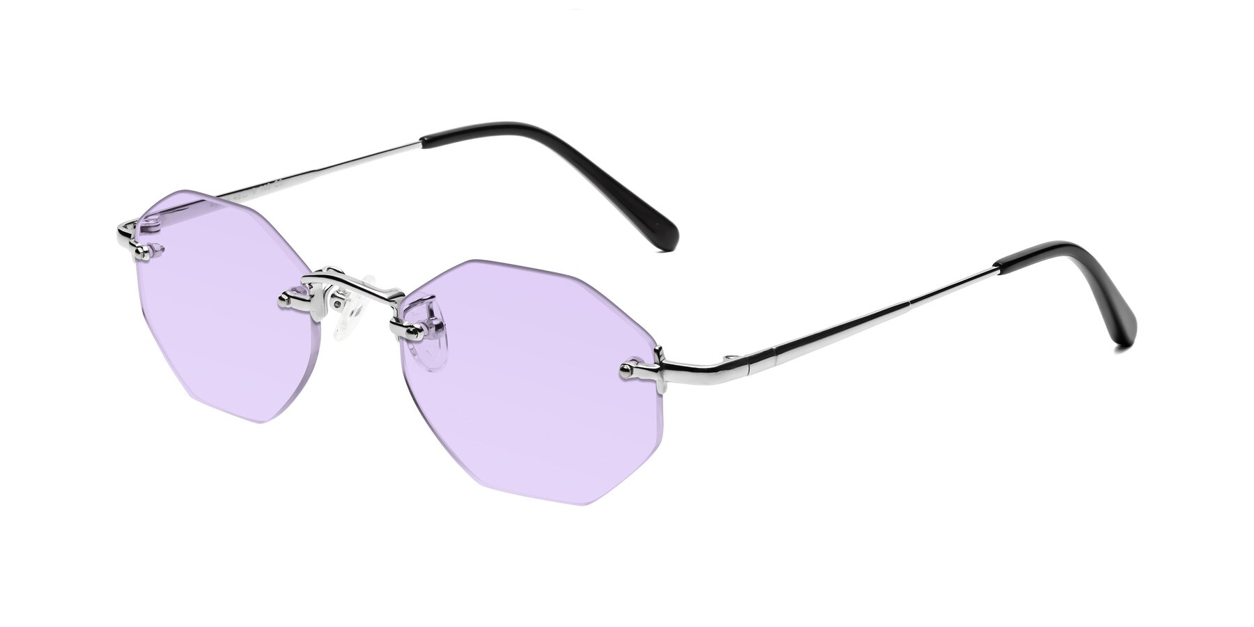 Angle of Ayele in Silver with Light Purple Tinted Lenses