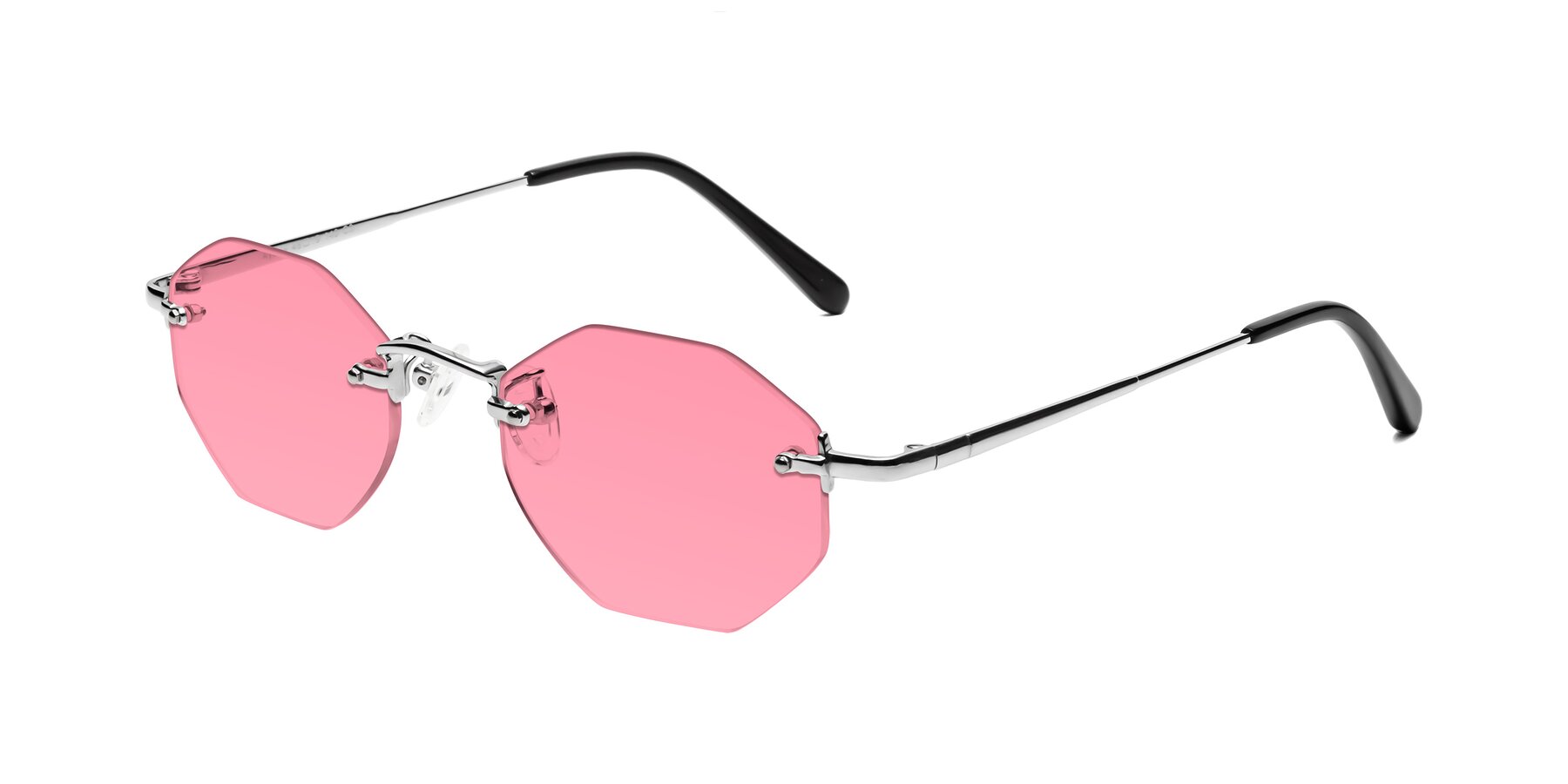 Angle of Ayele in Silver with Pink Tinted Lenses