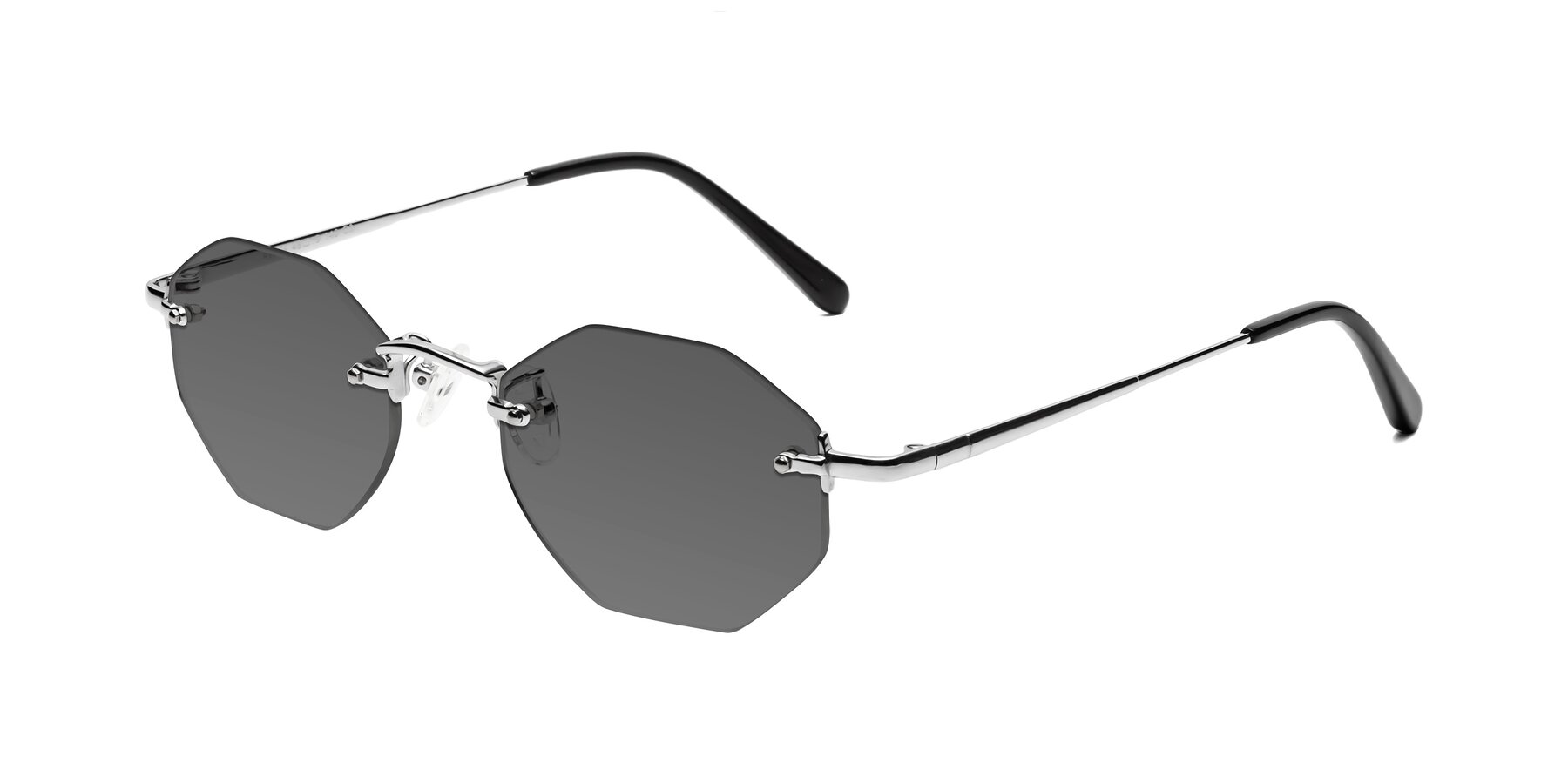 Angle of Ayele in Silver with Medium Gray Tinted Lenses