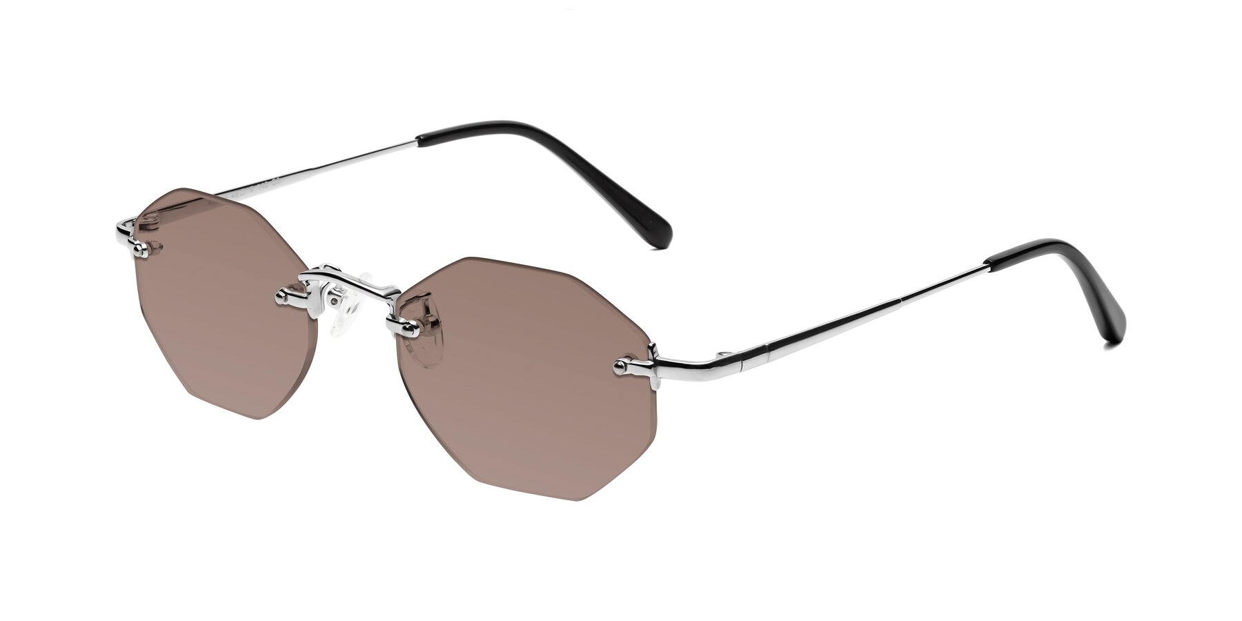 Angle of Ayele in Silver with Medium Brown Tinted Lenses