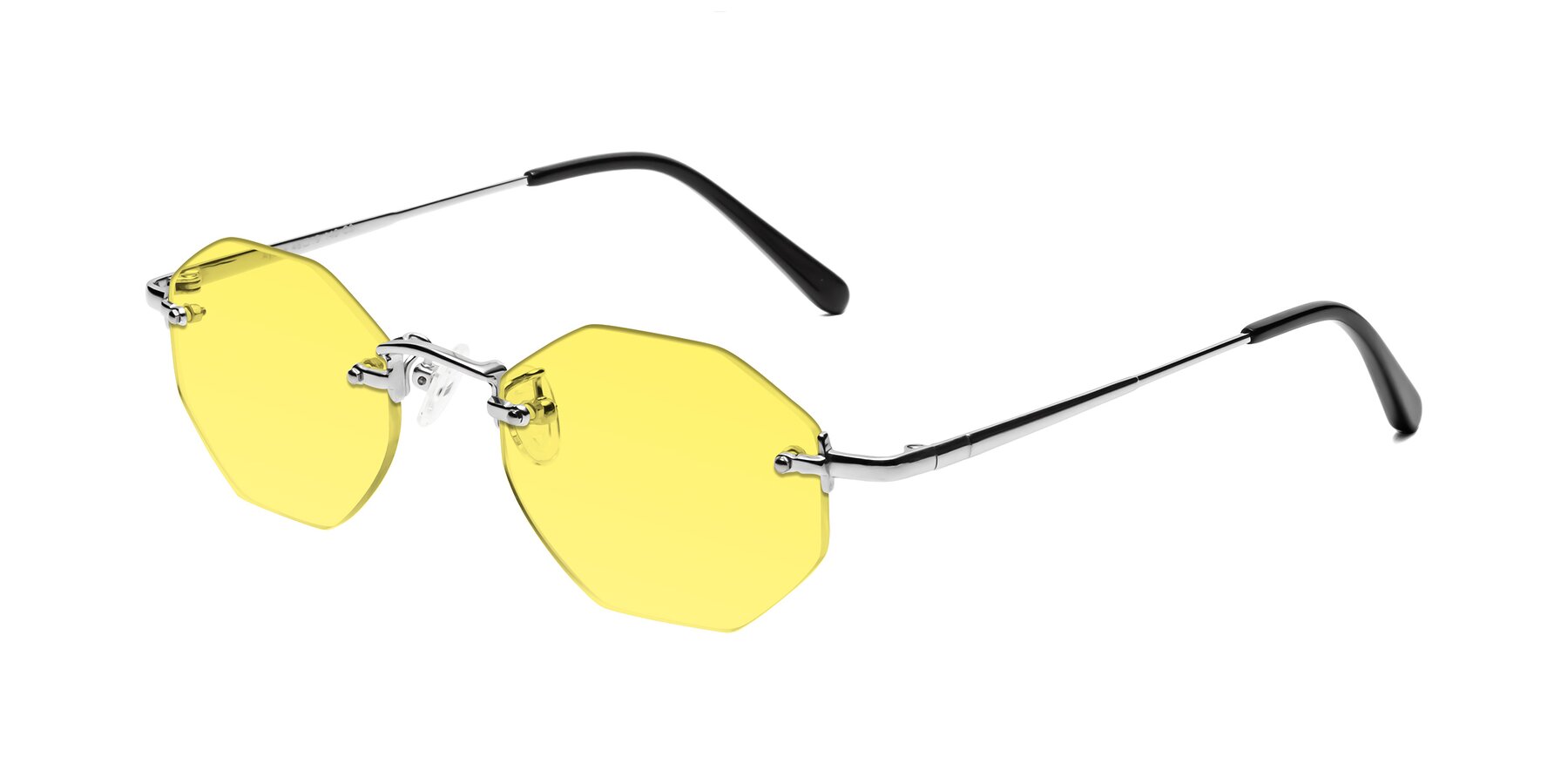 Angle of Ayele in Silver with Medium Yellow Tinted Lenses