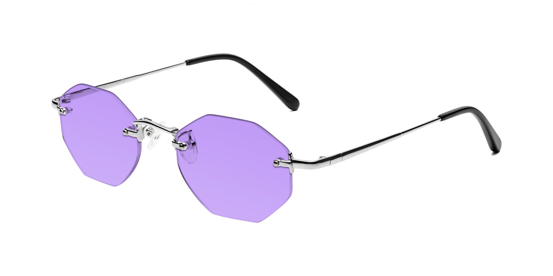 Angle of Ayele in Silver with Medium Purple Tinted Lenses