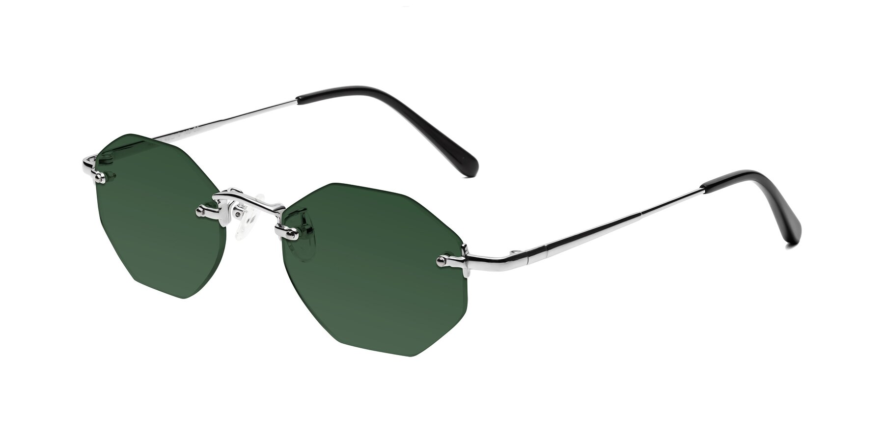 Angle of Ayele in Silver with Green Tinted Lenses