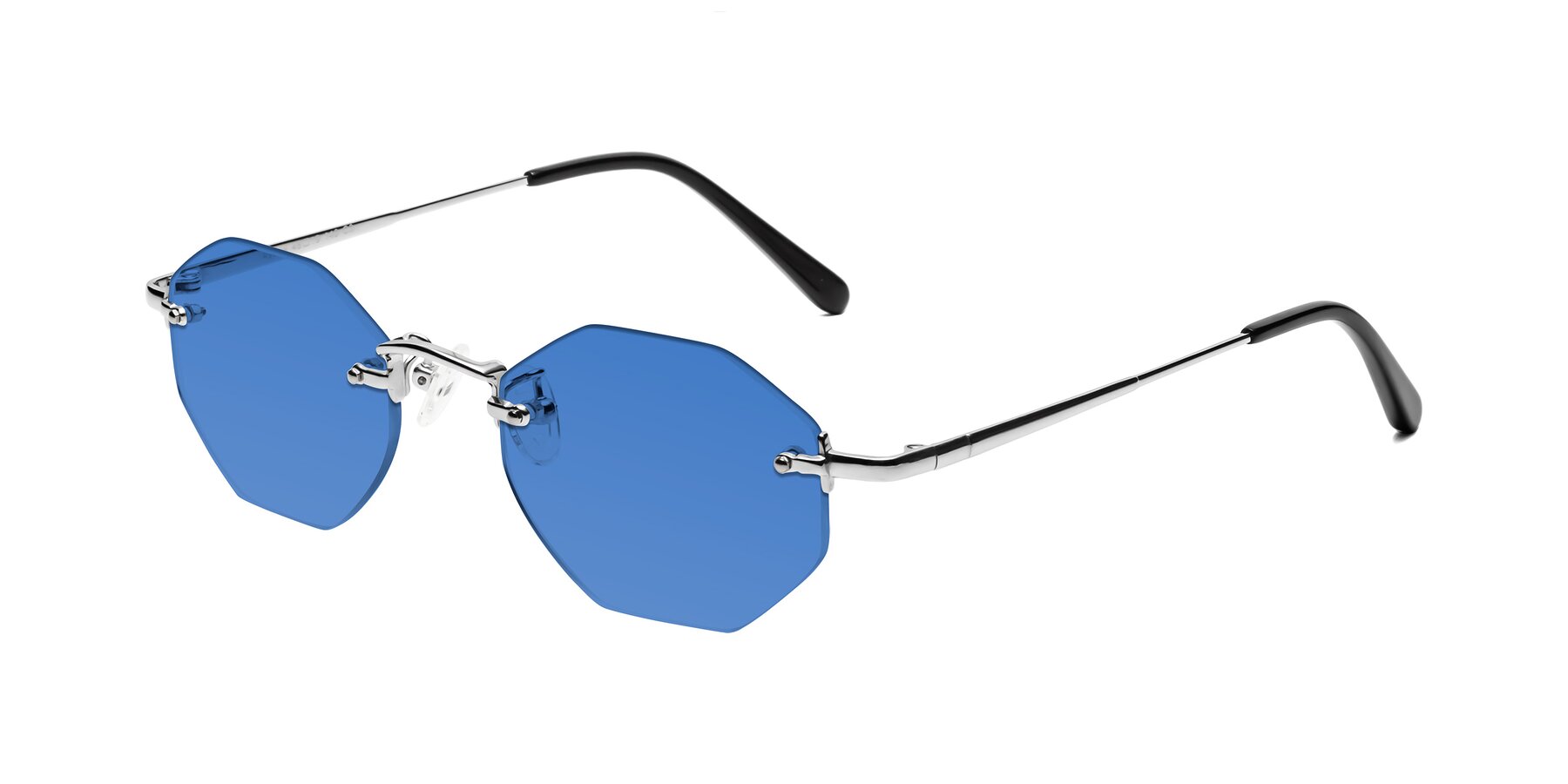 Angle of Ayele in Silver with Blue Tinted Lenses