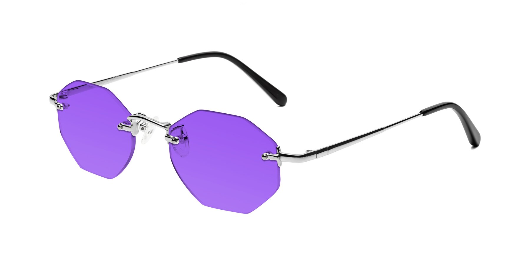Angle of Ayele in Silver with Purple Tinted Lenses