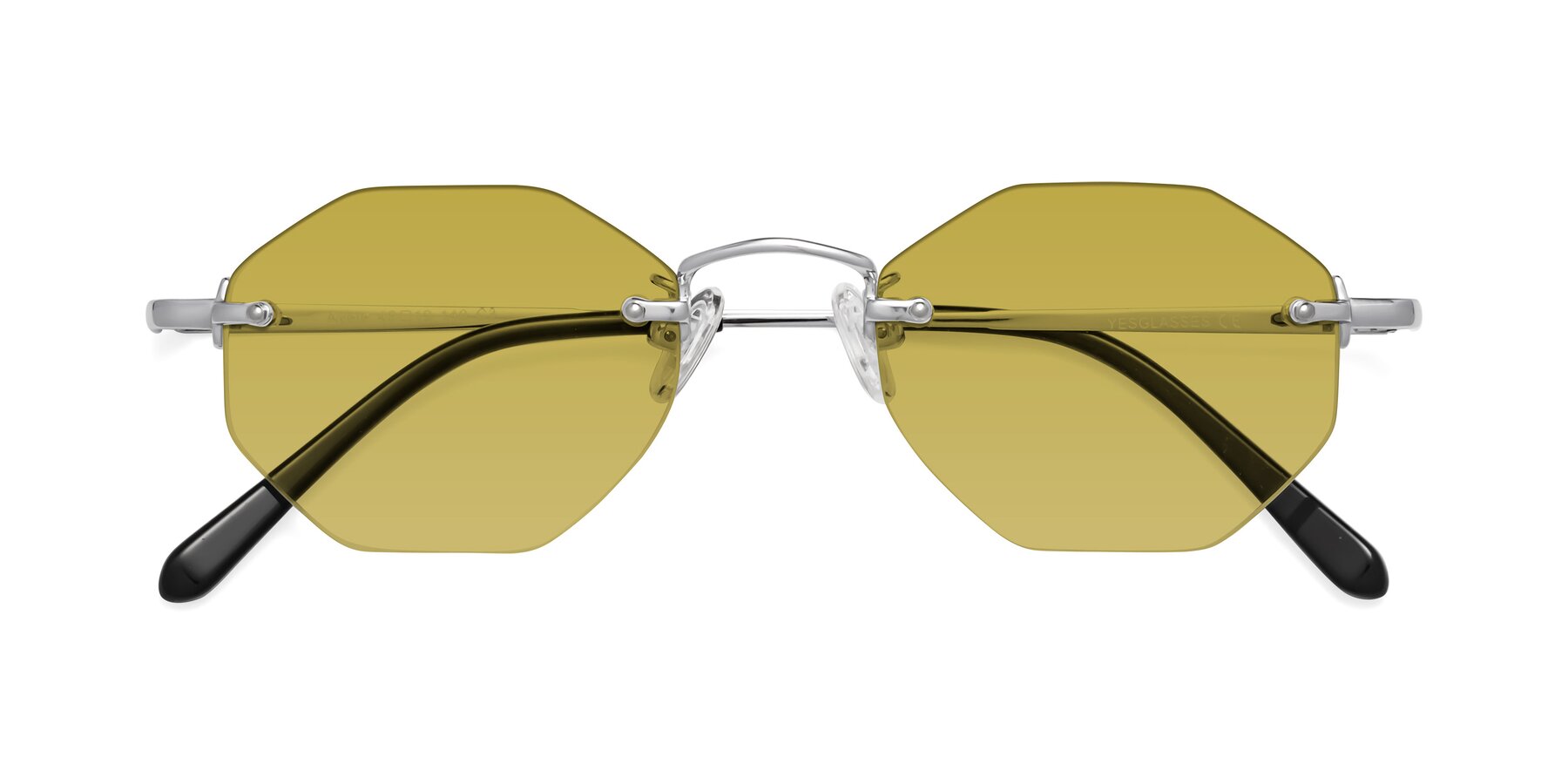 Folded Front of Ayele in Silver with Champagne Tinted Lenses