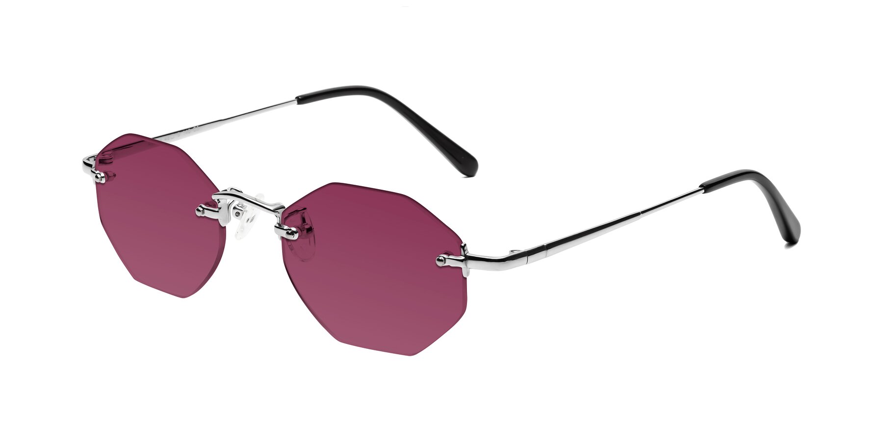 Angle of Ayele in Silver with Wine Tinted Lenses