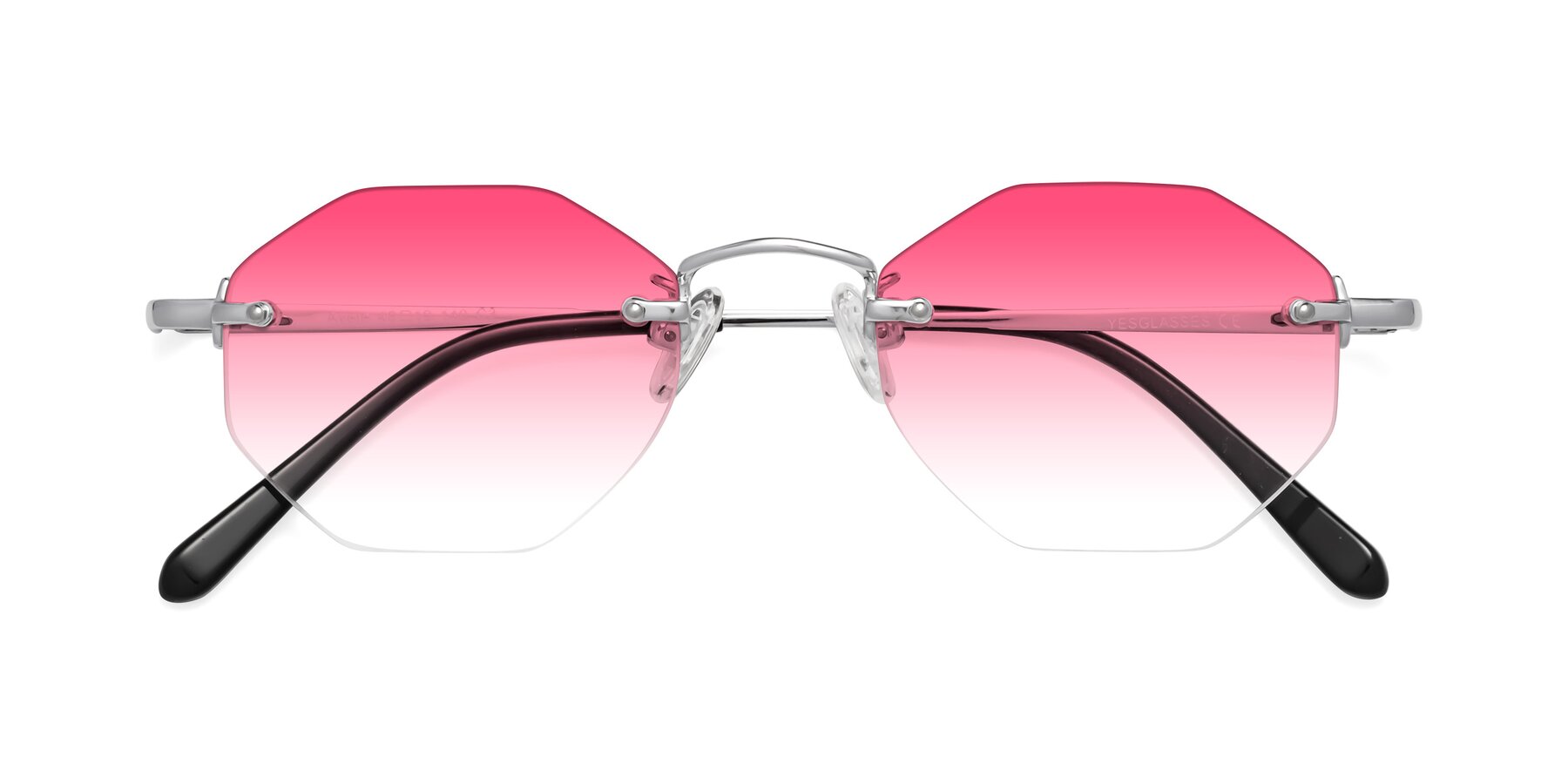 Folded Front of Ayele in Silver with Pink Gradient Lenses