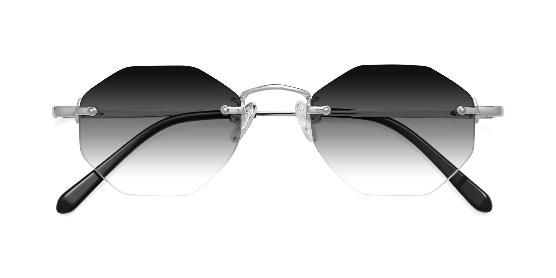 Folded Front of Ayele in Silver with Gray Gradient Lenses