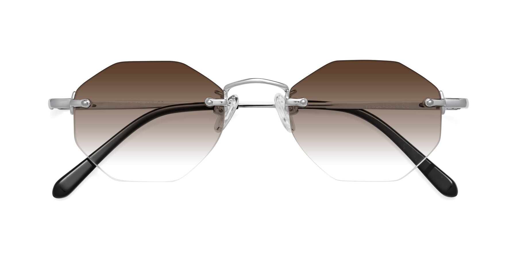 Folded Front of Ayele in Silver with Brown Gradient Lenses