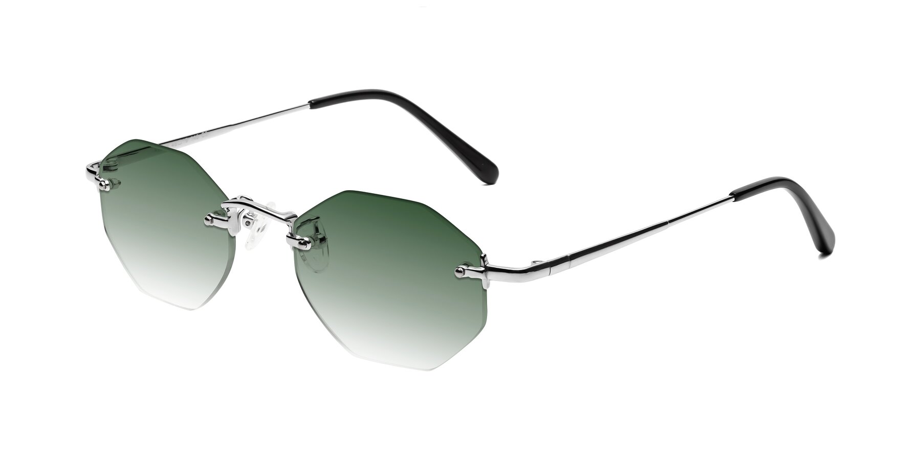 Angle of Ayele in Silver with Green Gradient Lenses