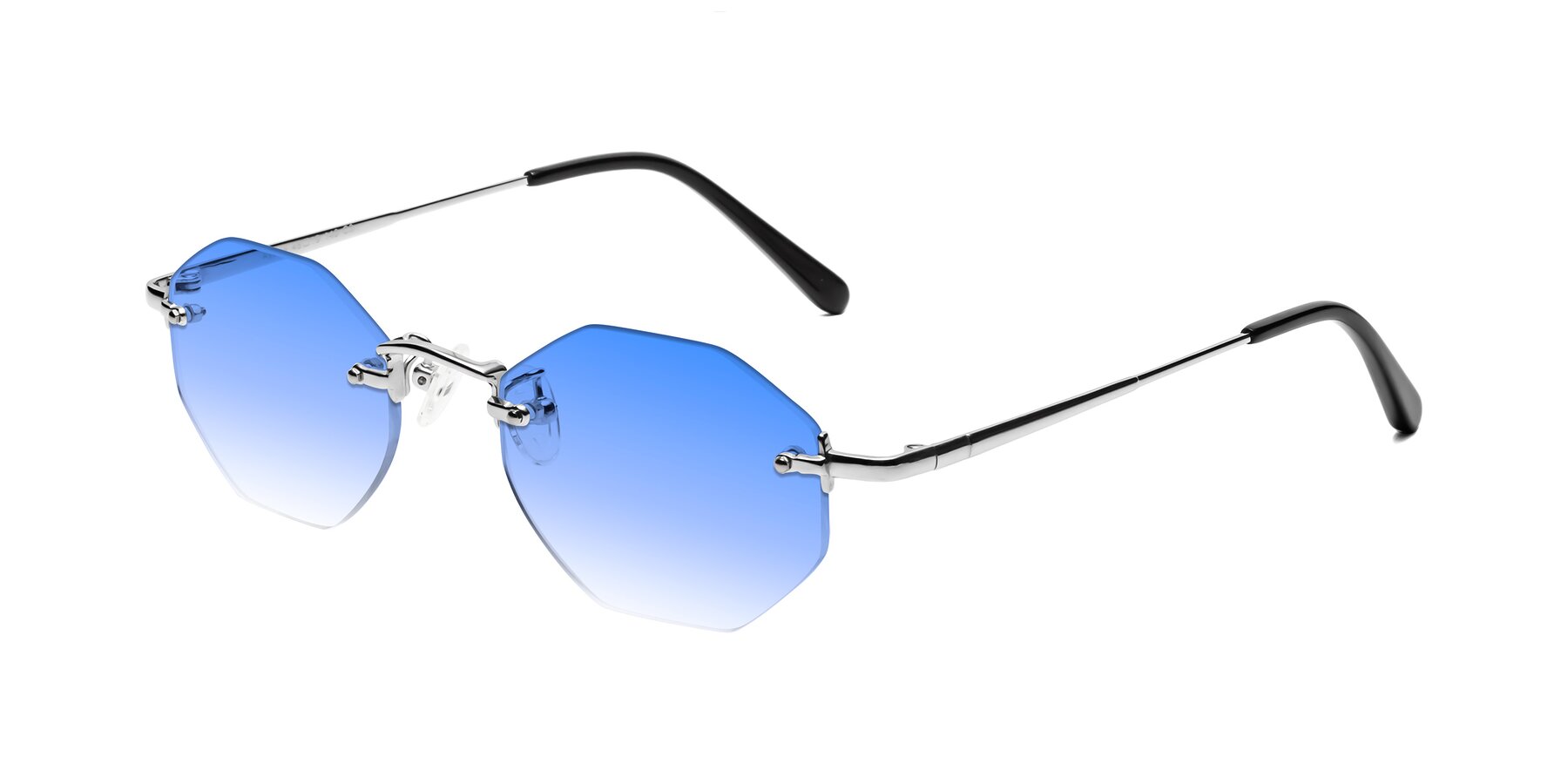Angle of Ayele in Silver with Blue Gradient Lenses