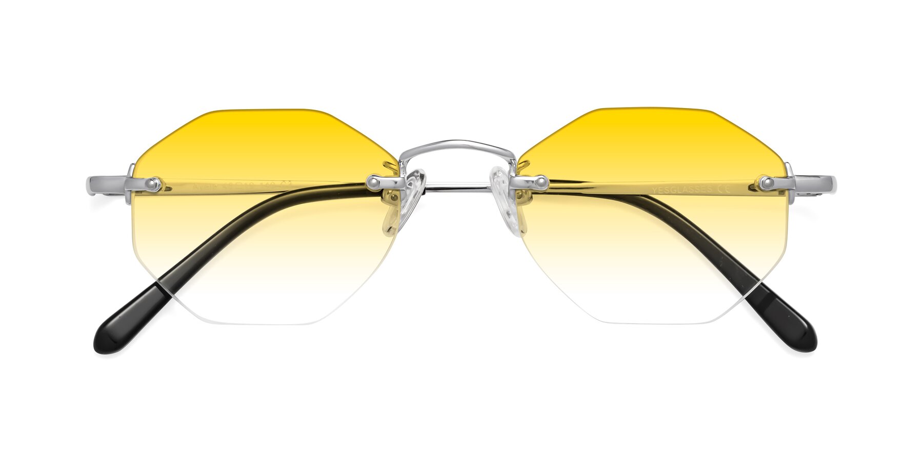 Folded Front of Ayele in Silver with Yellow Gradient Lenses