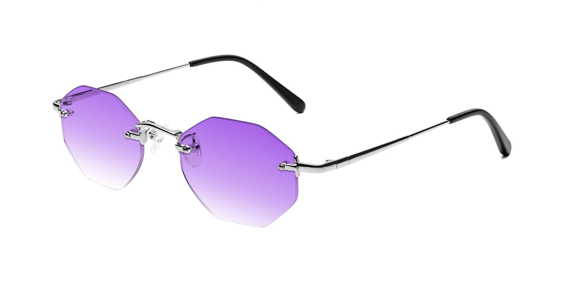 Angle of Ayele in Silver with Purple Gradient Lenses