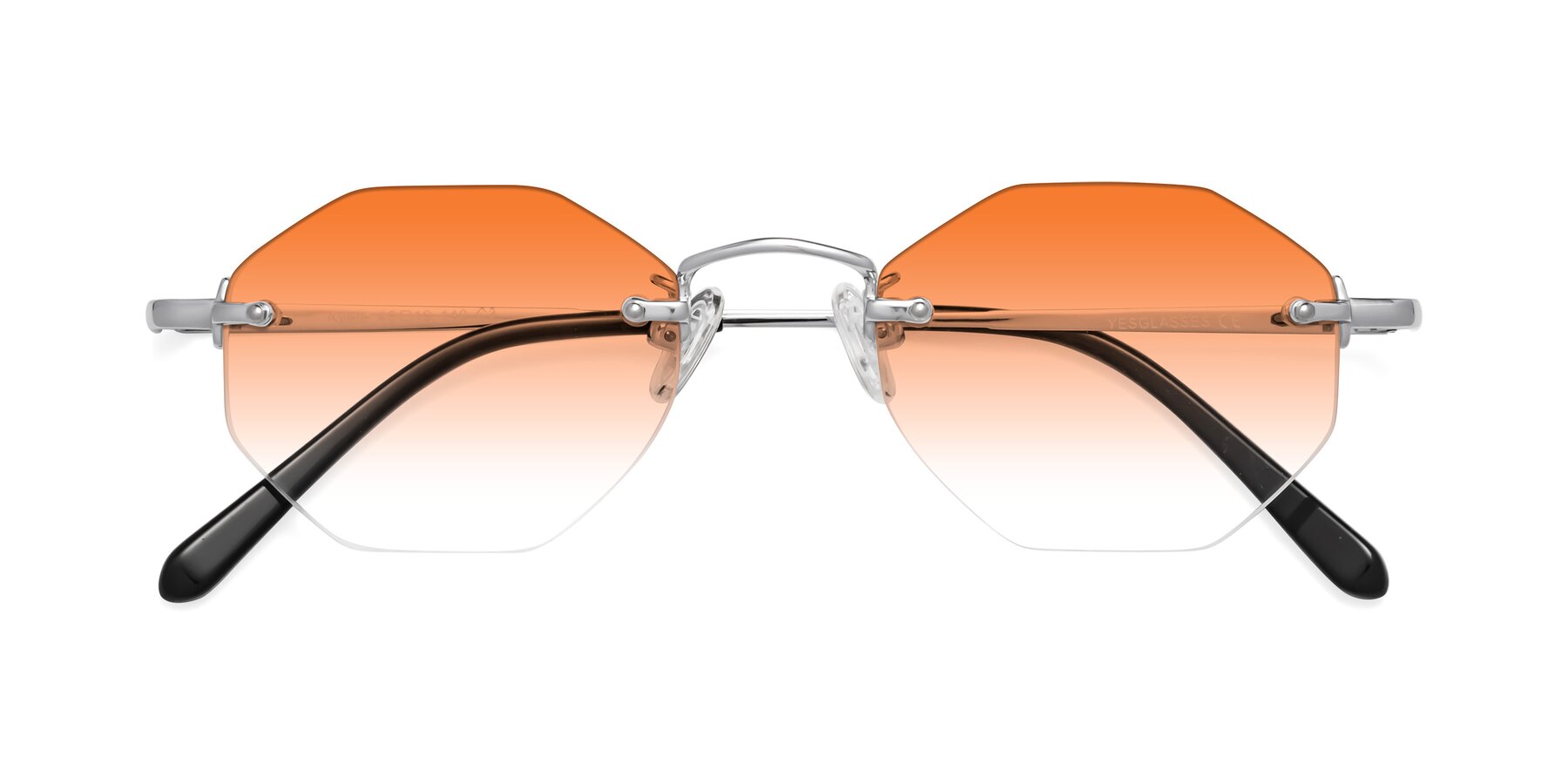 Folded Front of Ayele in Silver with Orange Gradient Lenses