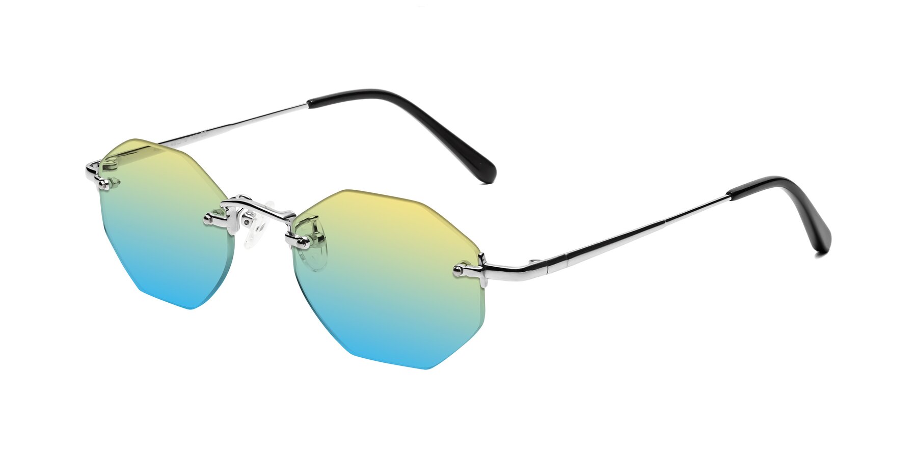 Angle of Ayele in Silver with Yellow / Blue Gradient Lenses