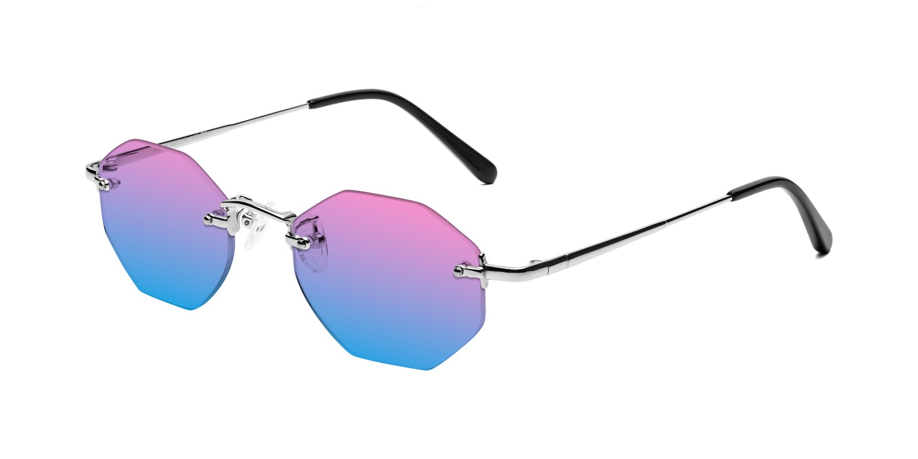 Angle of Ayele in Silver with Pink / Blue Gradient Lenses