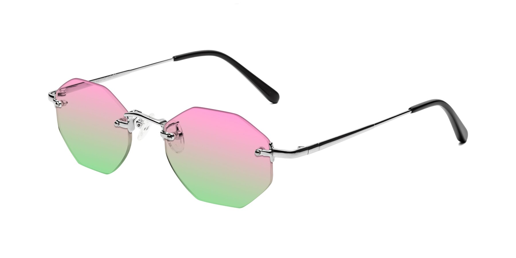 Angle of Ayele in Silver with Pink / Green Gradient Lenses
