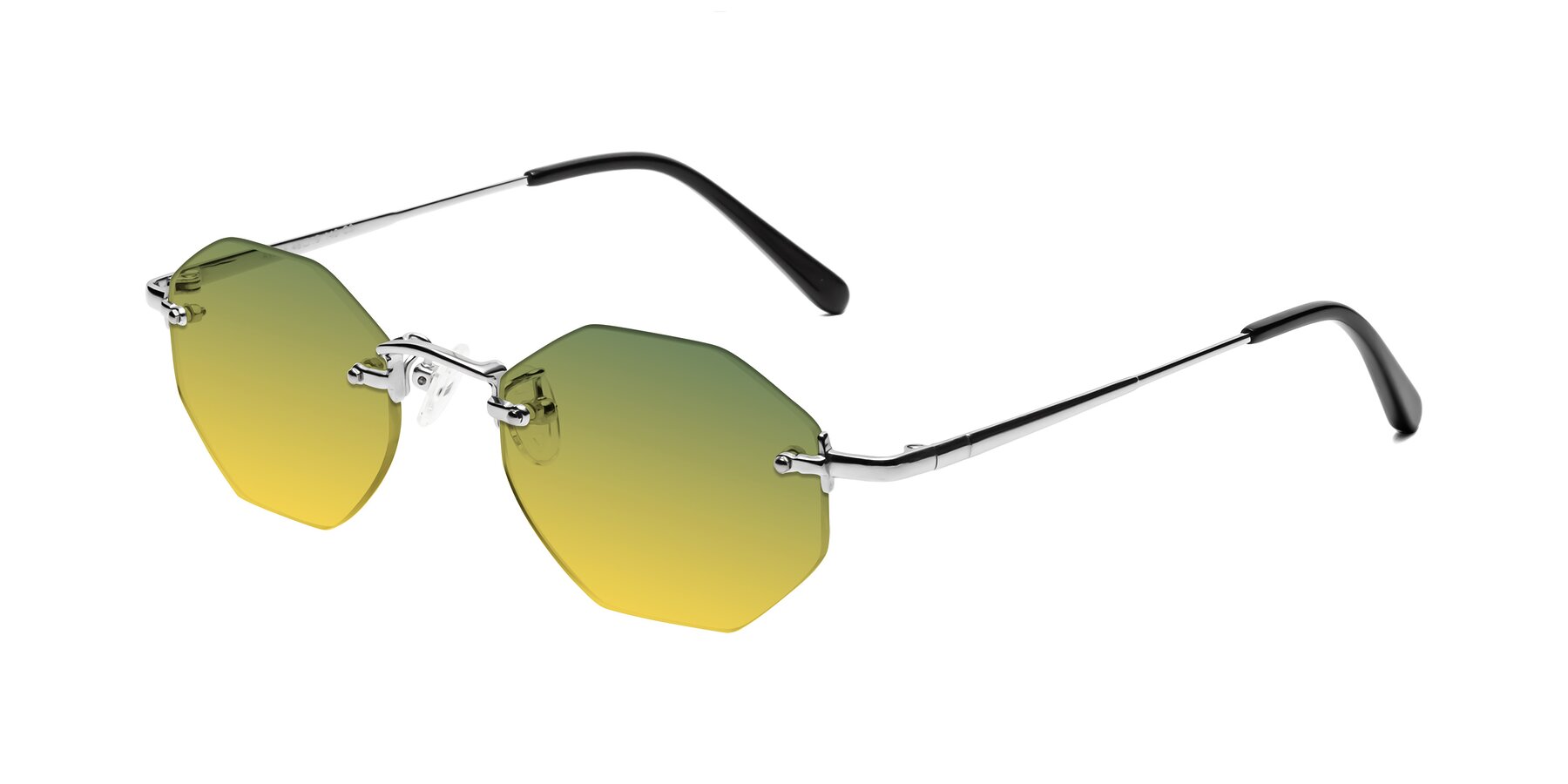 Angle of Ayele in Silver with Green / Yellow Gradient Lenses