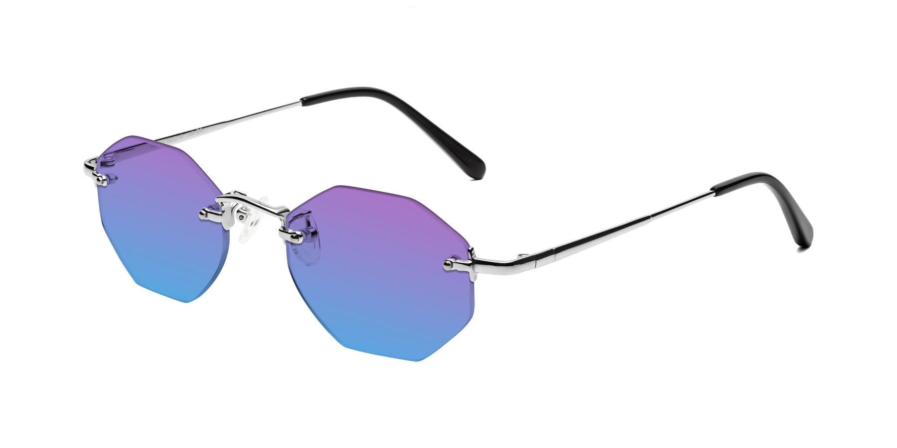 Angle of Ayele in Silver with Purple / Blue Gradient Lenses