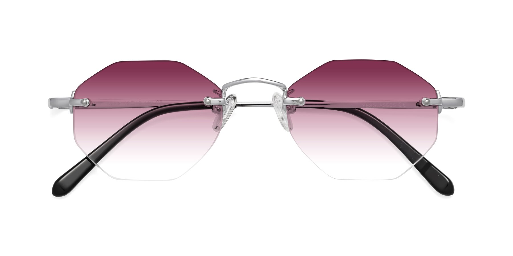 Folded Front of Ayele in Silver with Wine Gradient Lenses