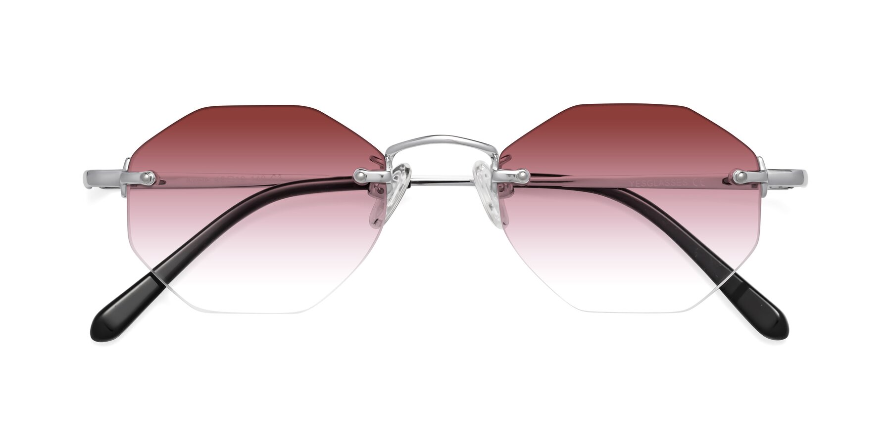 Folded Front of Ayele in Silver with Garnet Gradient Lenses