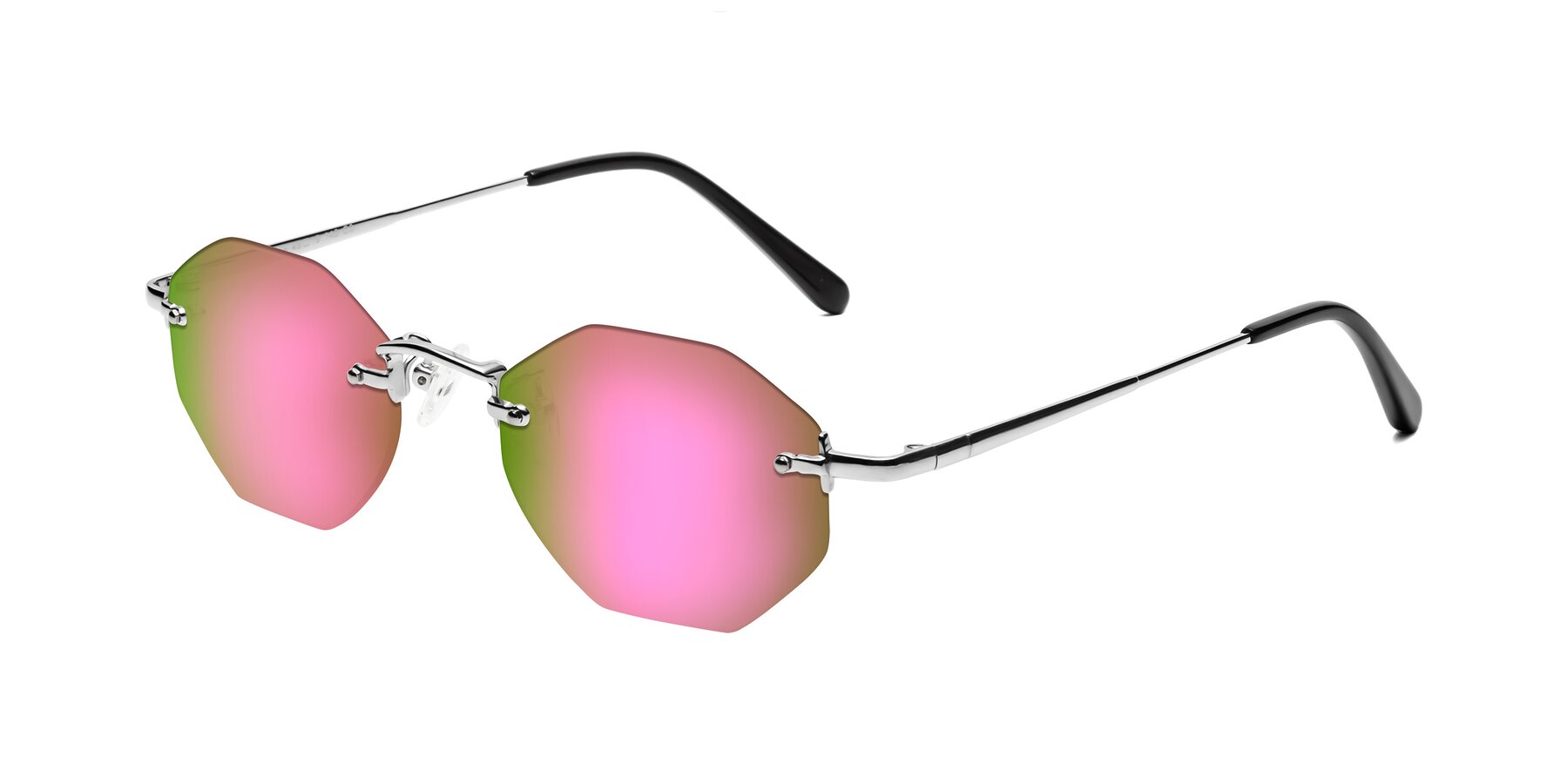 Angle of Ayele in Silver with Pink Mirrored Lenses