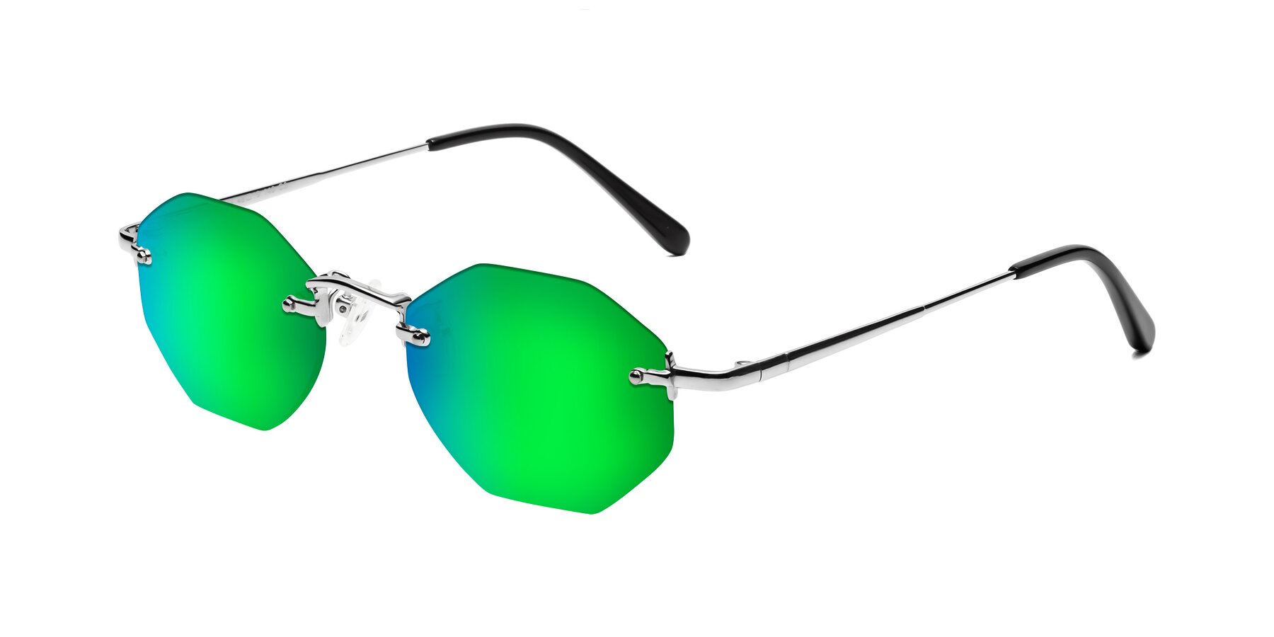 Angle of Ayele in Silver with Green Mirrored Lenses