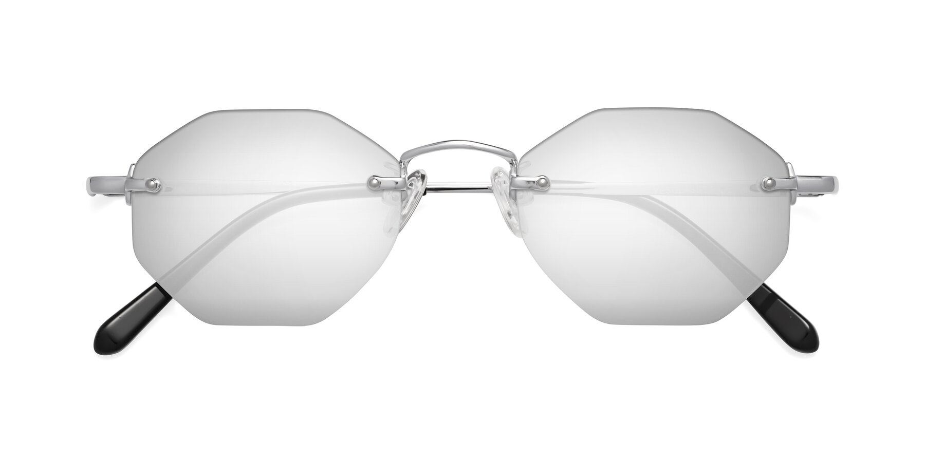 Folded Front of Ayele in Silver with Silver Mirrored Lenses
