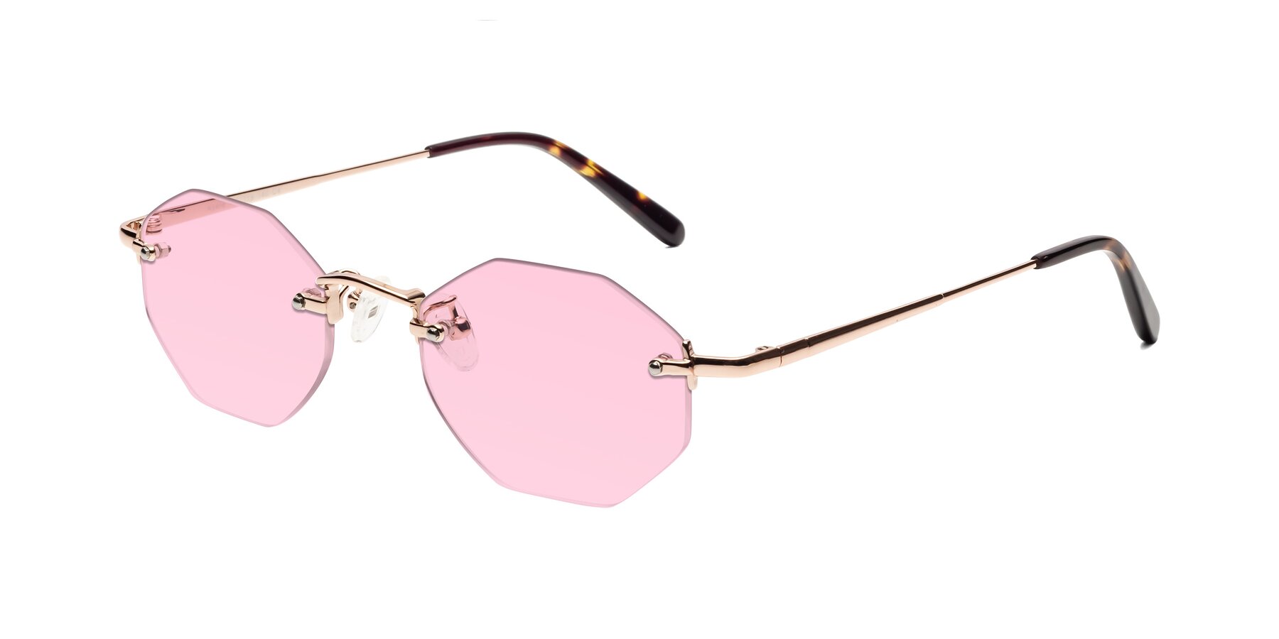 Angle of Ayele in Rose Gold with Light Pink Tinted Lenses