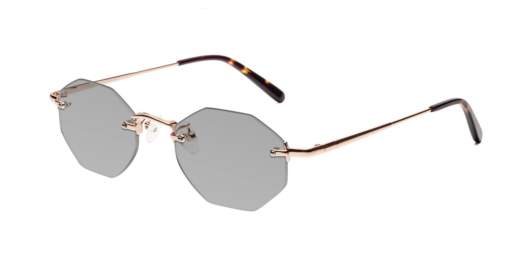 Angle of Ayele in Rose Gold with Light Gray Tinted Lenses
