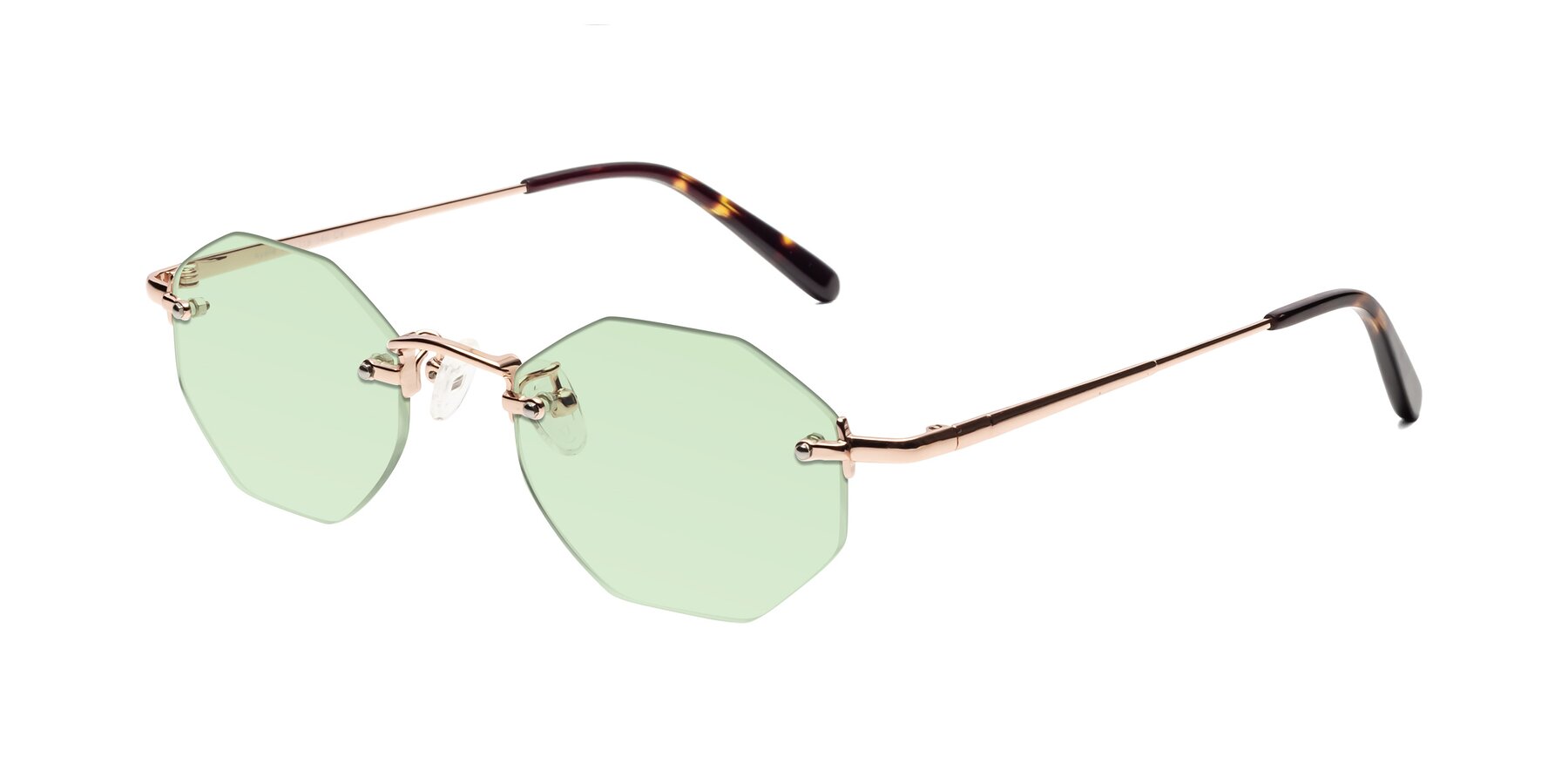 Angle of Ayele in Rose Gold with Light Green Tinted Lenses