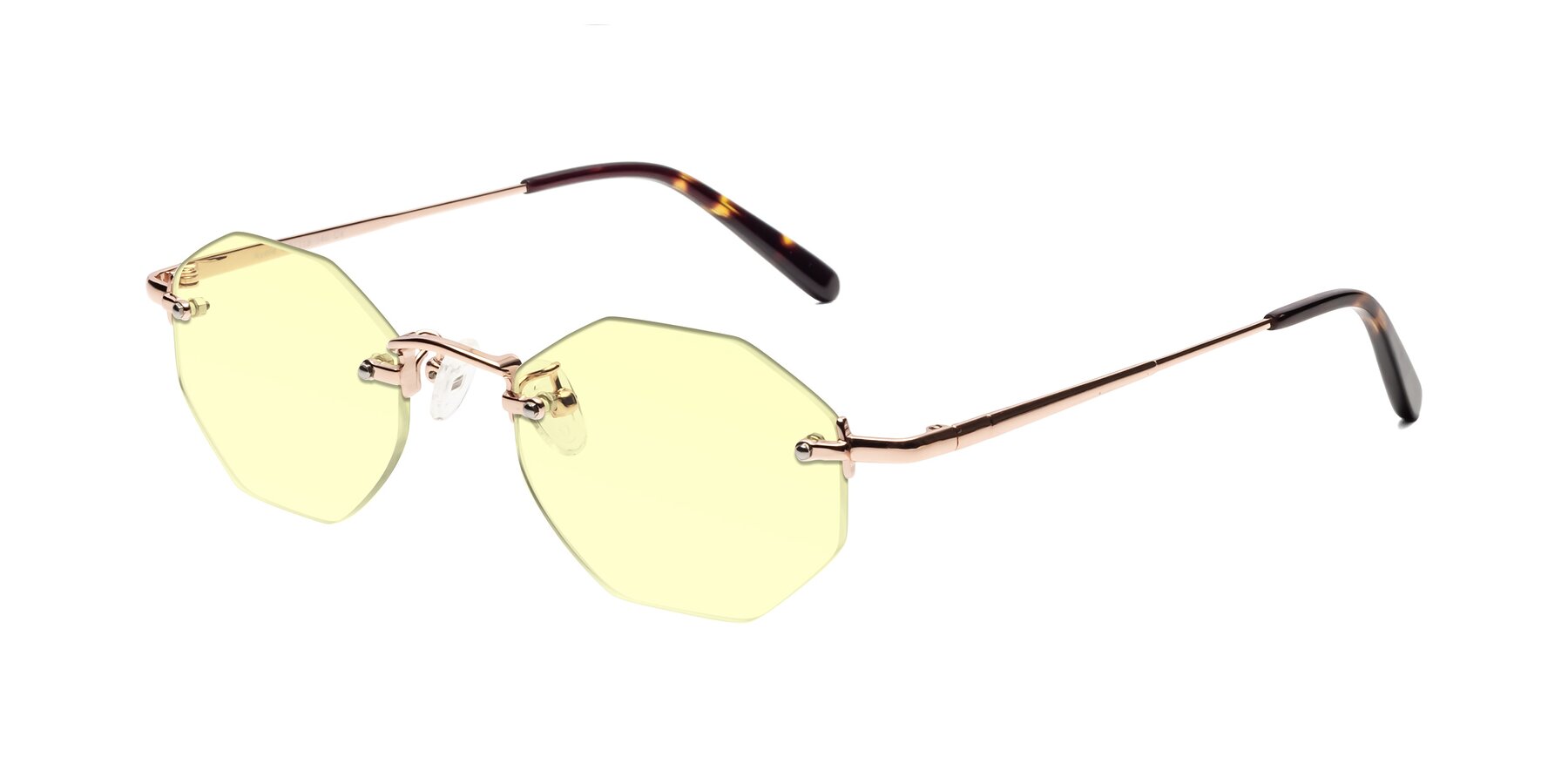 Angle of Ayele in Rose Gold with Light Yellow Tinted Lenses