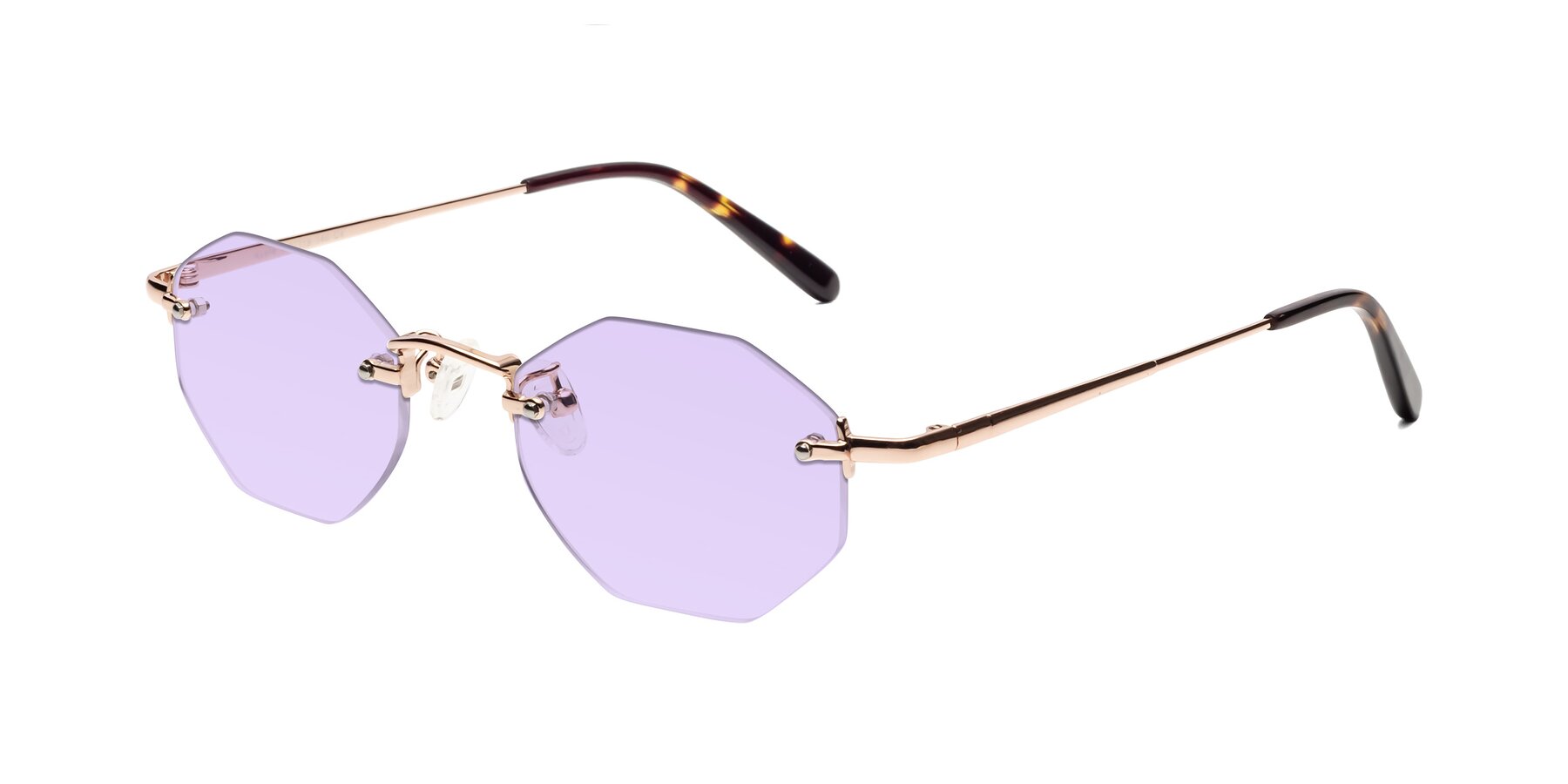Angle of Ayele in Rose Gold with Light Purple Tinted Lenses
