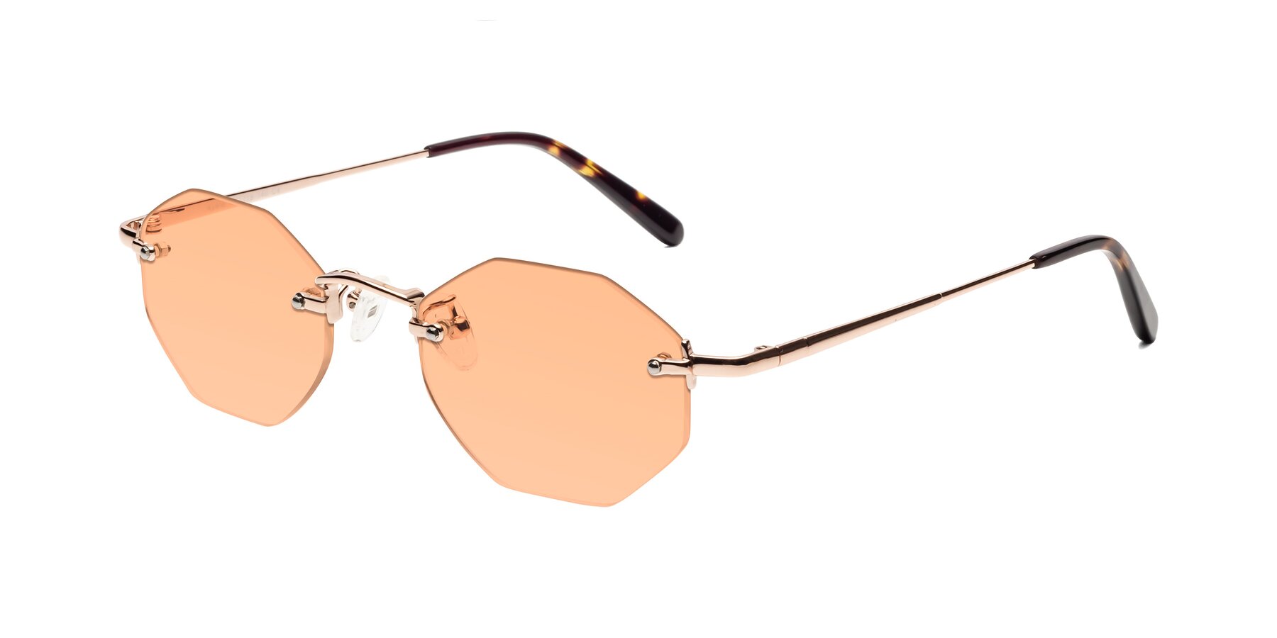 Angle of Ayele in Rose Gold with Light Orange Tinted Lenses