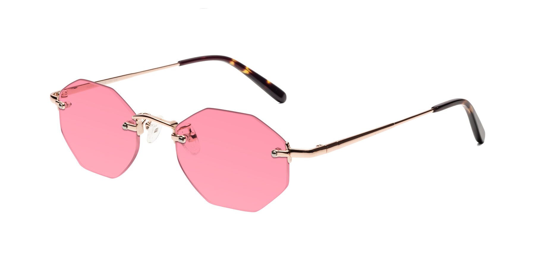 Angle of Ayele in Rose Gold with Pink Tinted Lenses