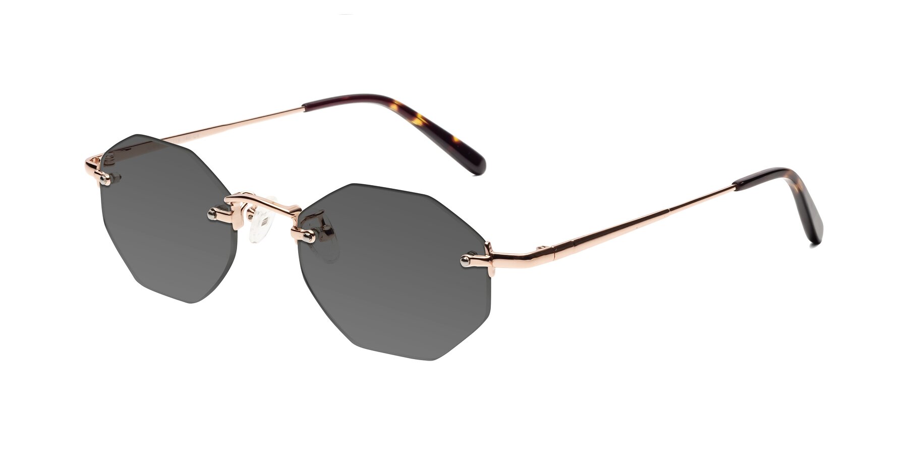 Angle of Ayele in Rose Gold with Medium Gray Tinted Lenses