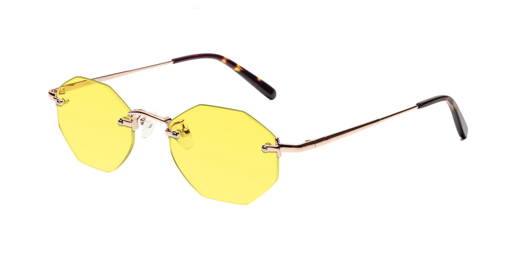 Angle of Ayele in Rose Gold with Medium Yellow Tinted Lenses