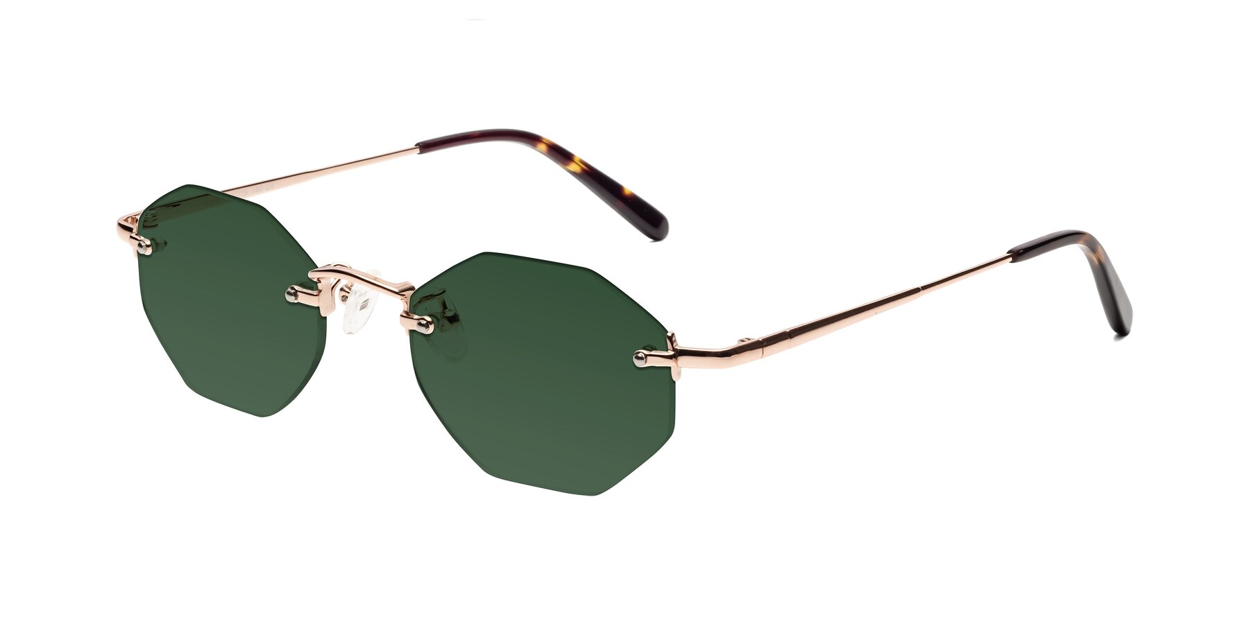 Angle of Ayele in Rose Gold with Green Tinted Lenses