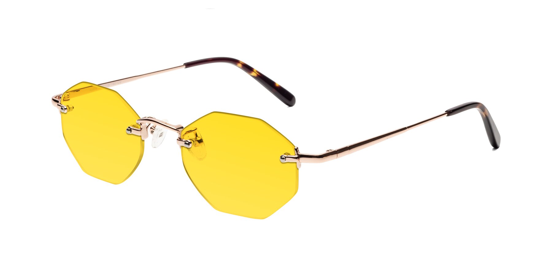 Angle of Ayele in Rose Gold with Yellow Tinted Lenses