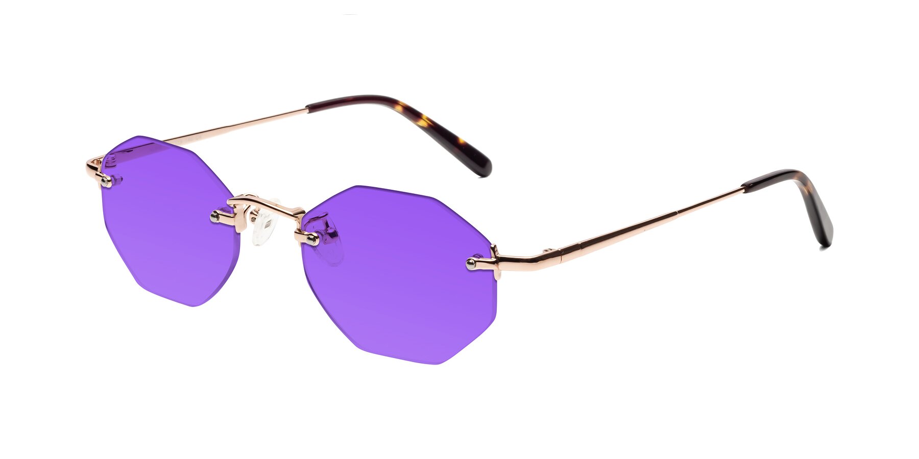 Angle of Ayele in Rose Gold with Purple Tinted Lenses