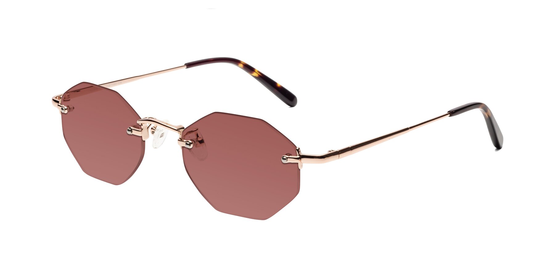 Angle of Ayele in Rose Gold with Garnet Tinted Lenses