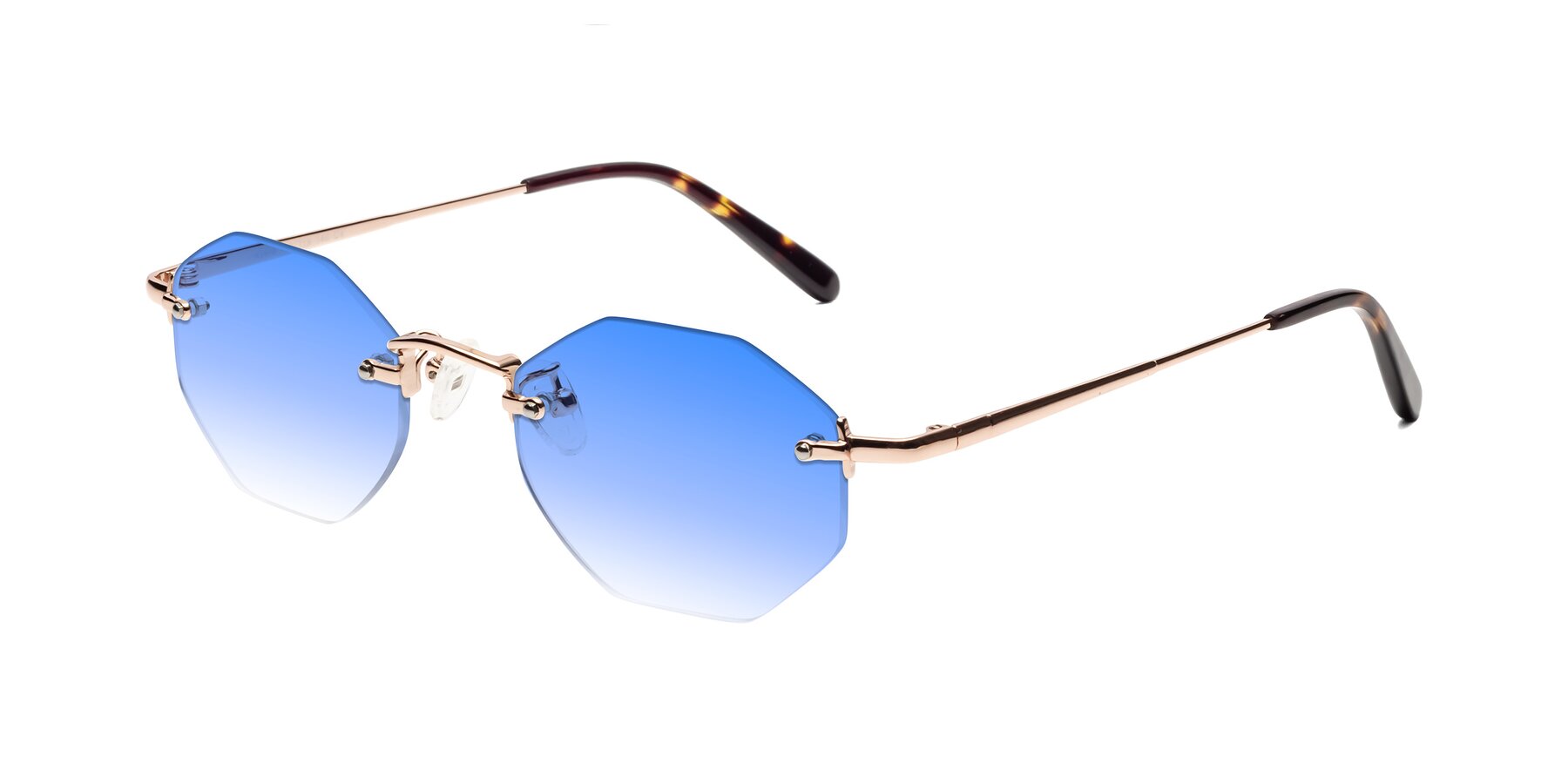 Angle of Ayele in Rose Gold with Blue Gradient Lenses