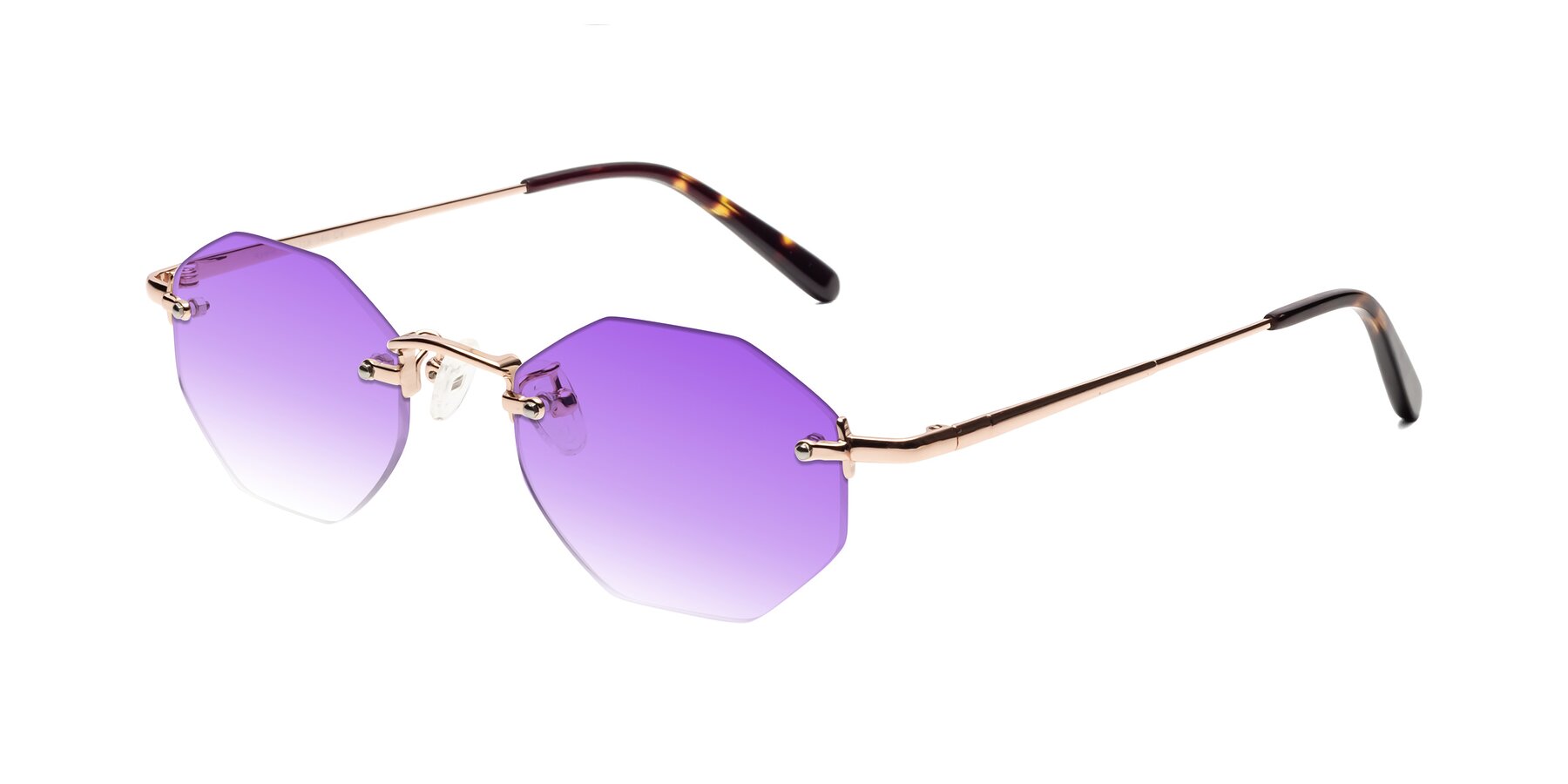 Angle of Ayele in Rose Gold with Purple Gradient Lenses