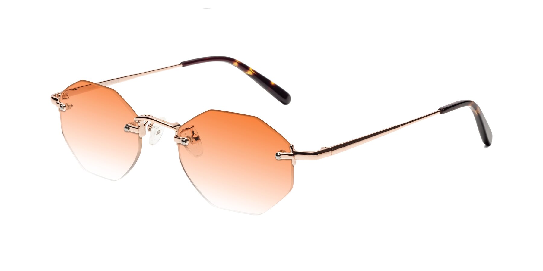 Angle of Ayele in Rose Gold with Orange Gradient Lenses