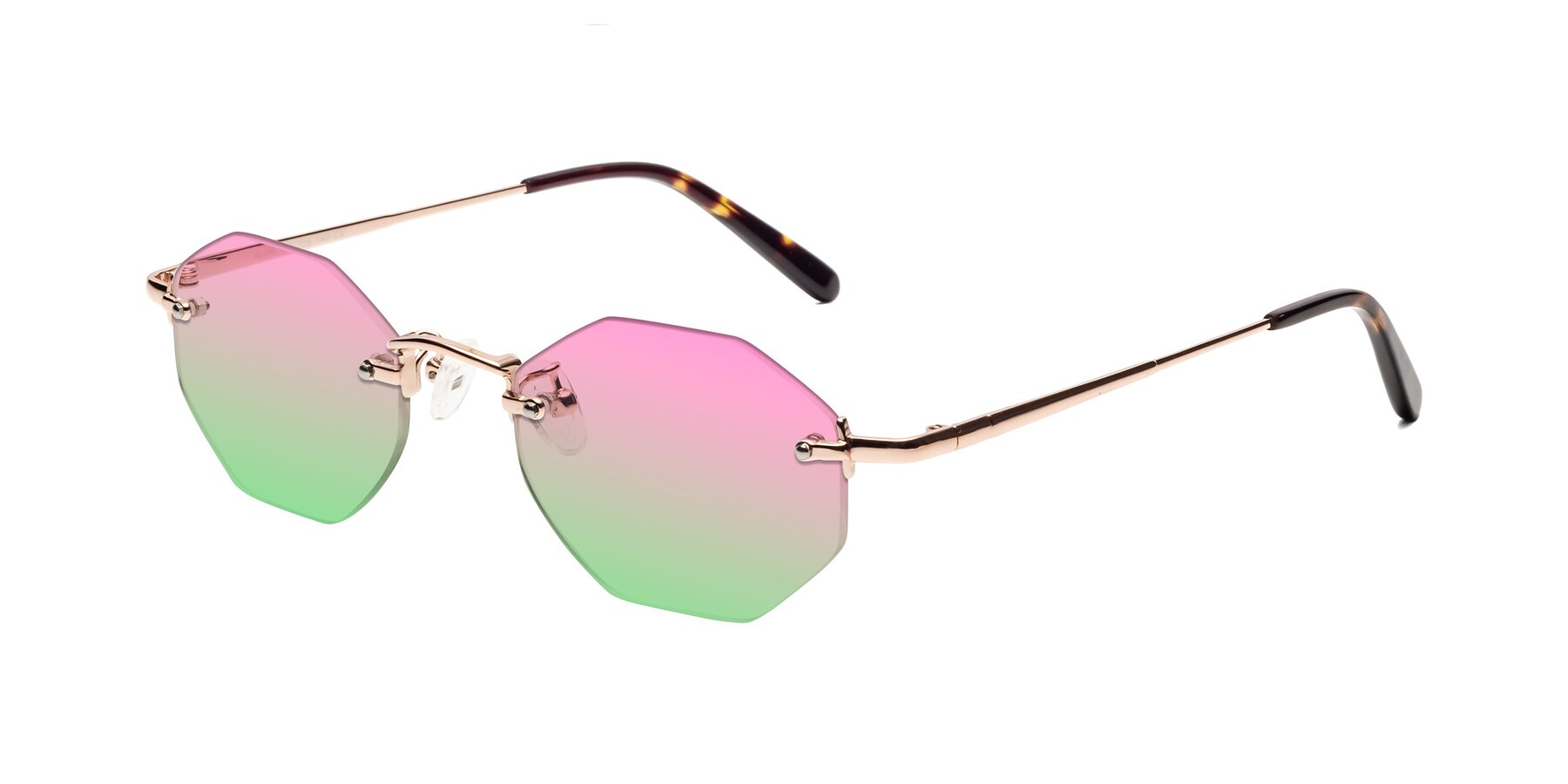 Angle of Ayele in Rose Gold with Pink / Green Gradient Lenses